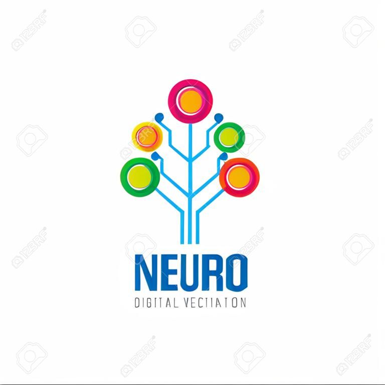 Neuro digitale - logo vettoriale concetto illustrazione. Rete segno albero logo. La tecnologia informatica logo. Vector logo template.