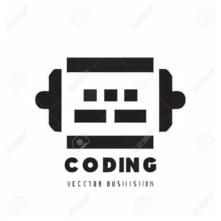 Programming coding - vector business logo template vector illustration. Code concept sign. Modern technology icon. Data symbol. Computer display monitor. Graphic design element.