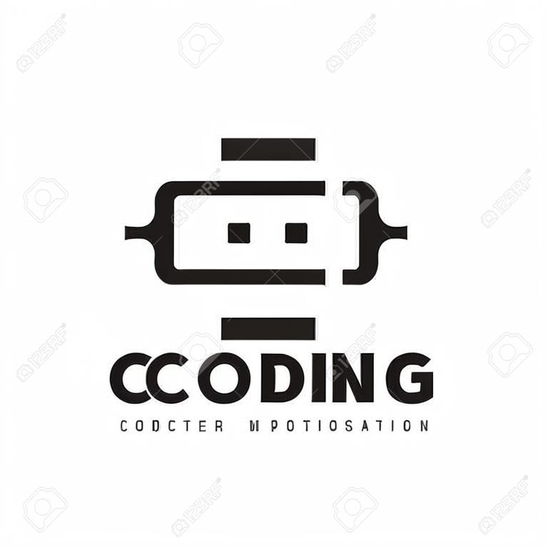 Programming coding - vector business logo template vector illustration. Code concept sign. Modern technology icon. Data symbol. Computer display monitor. Graphic design element.