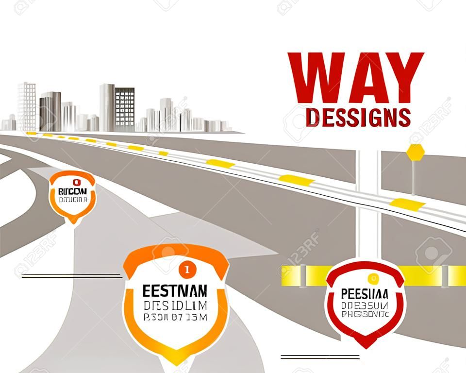 infografica progettazione Way Road. illustrazione vettoriale su bianco