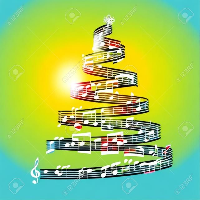 Kerstboom uit muzieknoten. Vector illustratie