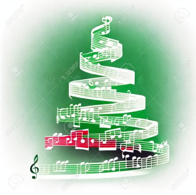 Kerstboom uit muzieknoten. Vector illustratie