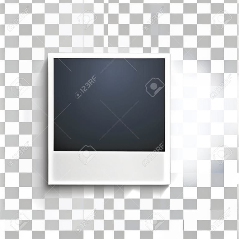 Polaroid sobre un fondo transparente. Marco de la foto. Patrón de cadrícula. Ilustración vectorial