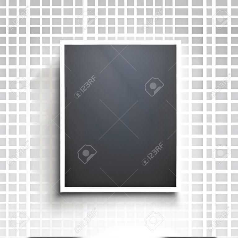 Polaroid on a transparent background. Photo frame. Grid pattern. Vector illustration