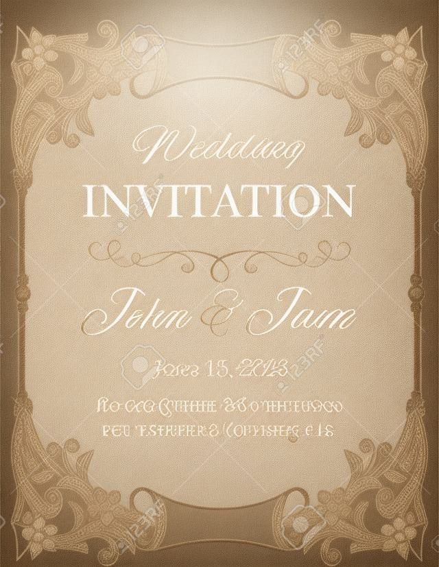 Invitation with calligraphy design elements in beige