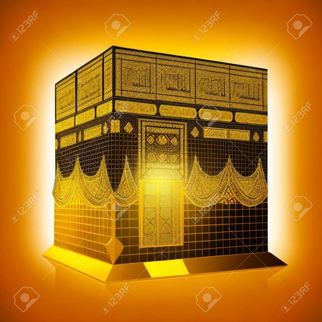 Makkah Kaaba Hajj Muçulmanos Meca Islâmica Vector. Kaaba Construção Para Celebrar Eid Adha Mubarak E Ramadan. Mesquita Religião Lugar de Oração, Construção Exterior Modelo Realista 3d Ilustração