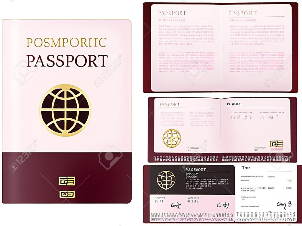 International female biometric passport booklet and cover template