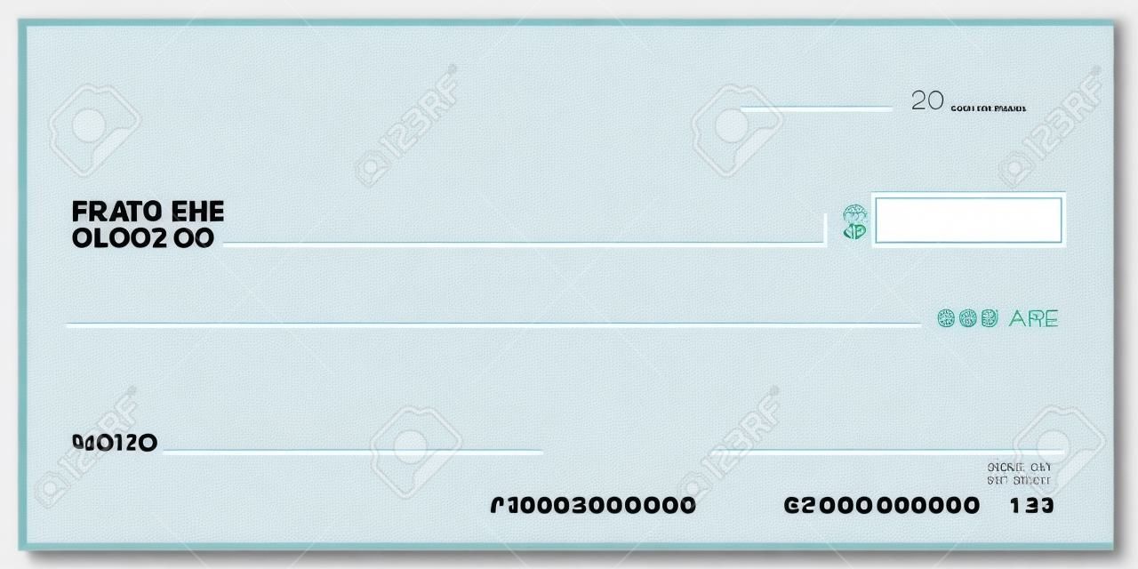 Blanco bank controle sjabloon. Fake cheque pagina mockup