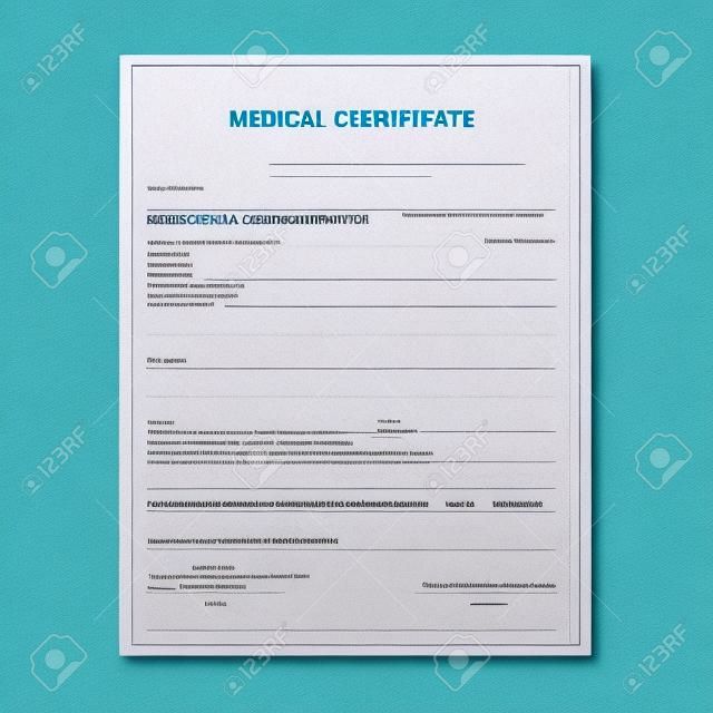 Modulo certificato medico. Modello di blocco per congedo per malattia.