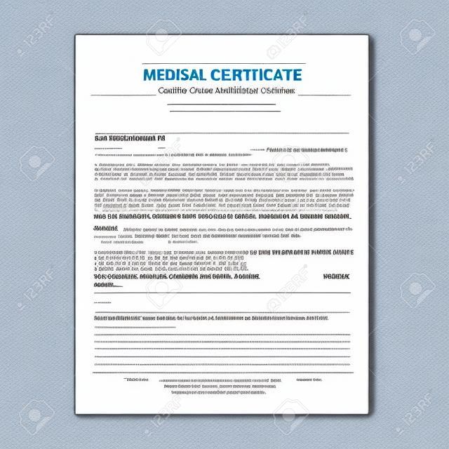 Formulaire de certificat médical. Modèle de bloc-notes pour congé de maladie.