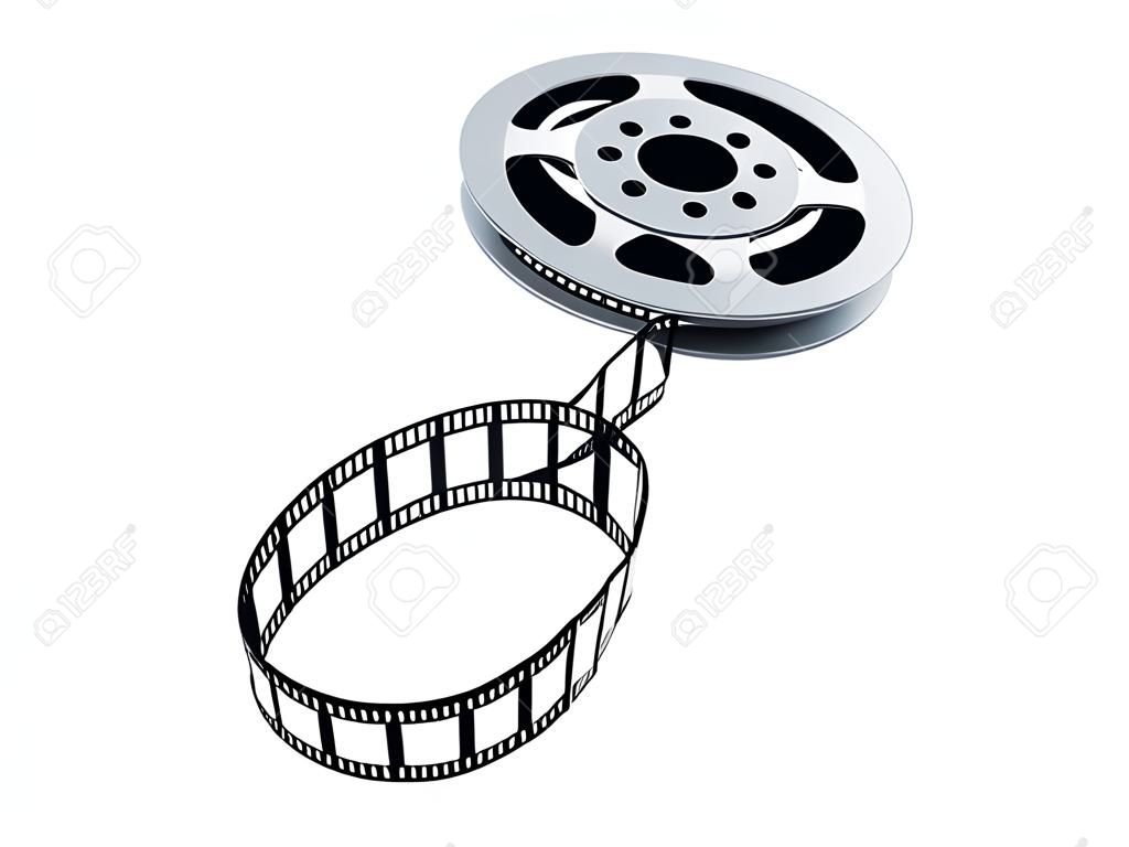 Cópia de bobina de filme 3d isolada no fundo branco