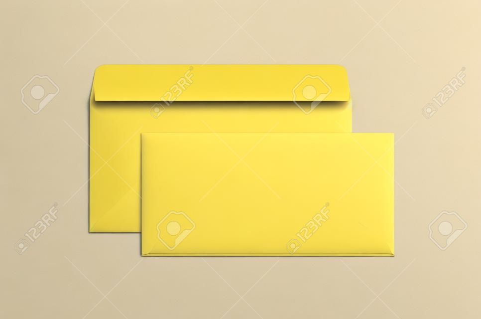 Branding / de los efectos Mock-Up - amarillo y blanco - DL, Formulario de saludo (99x210mm)