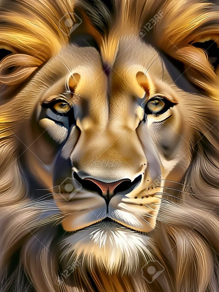 Gros plan beau portrait d'un lion d'Afrique