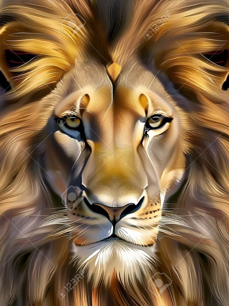 Closeup beautiful portrait of an African Lion