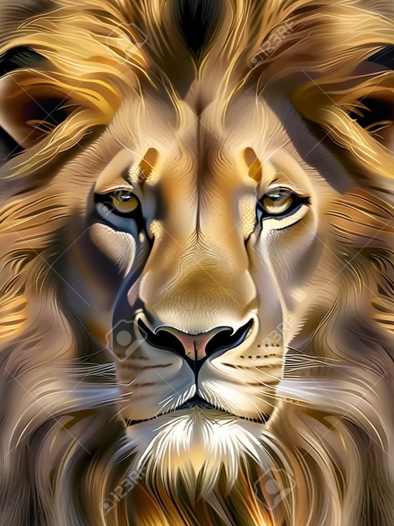 Schönes Porträt der Nahaufnahme eines afrikanischen Löwen