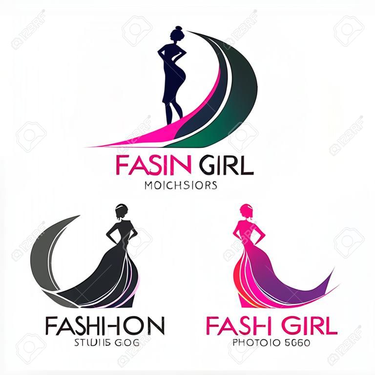 Plantilla de logotipo de chicas de moda