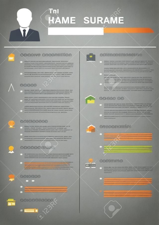 infographic template with icons for cv, personal profile, resume organisation