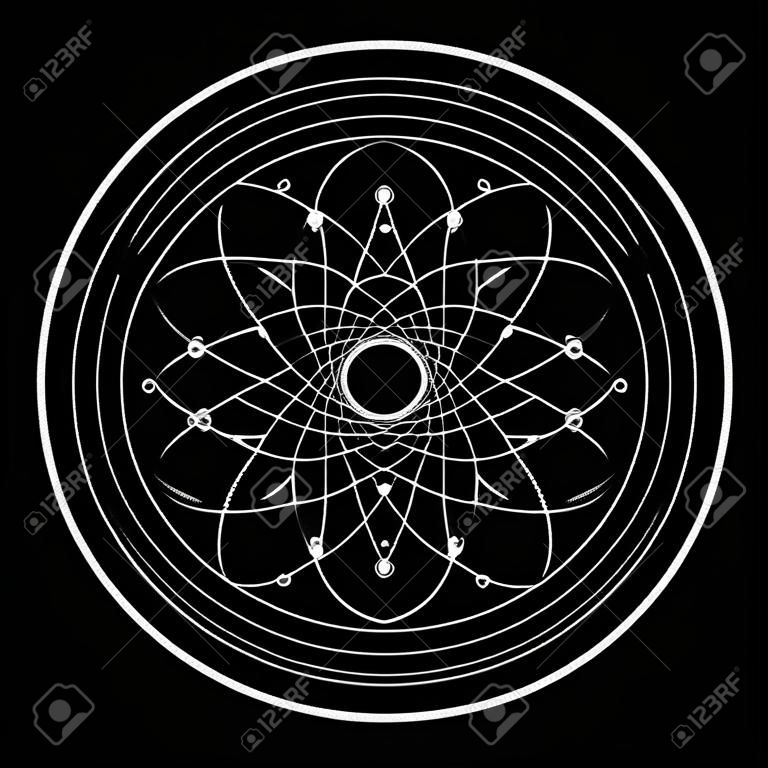 sacred geometry symbol illustration. Energy rotated circles