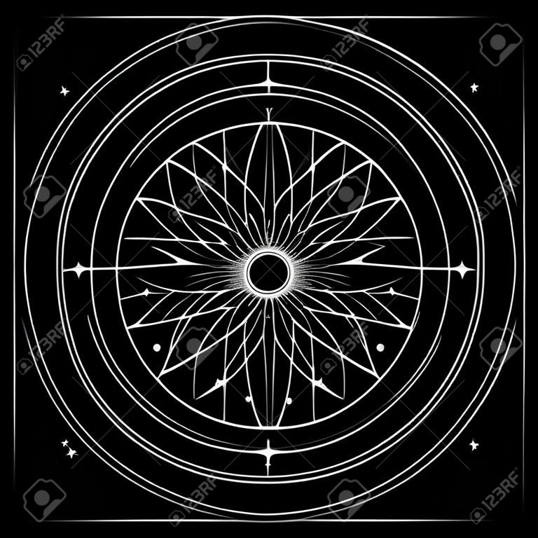 sacred geometry symbol illustration. Energy rotated circles