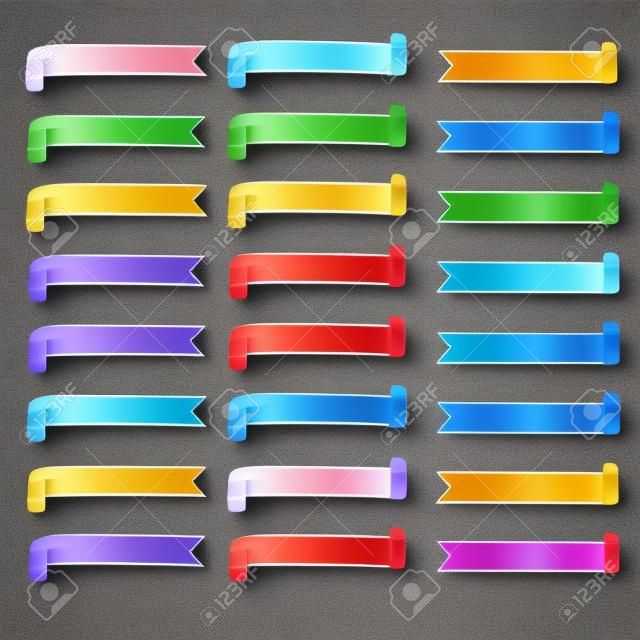 colorful ribbon banner flags set. Retro elements collection