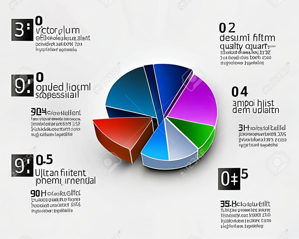Creative vector colorful 3D pie chart