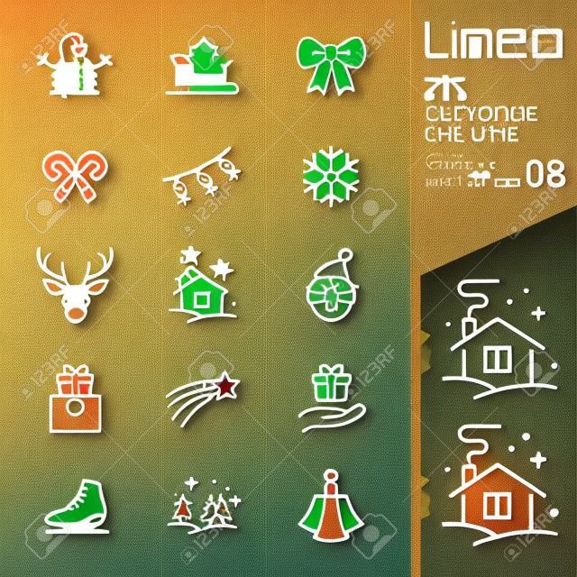 Lineo 편집 가능한 획 - 크리스마스 및 새해 선 아이콘 벡터 아이콘 - 획 두께 조정 - 모든 색상으로 변경