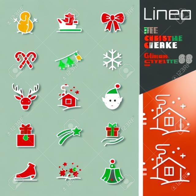 Lineo editierbare Strich - Weihnachten und Neujahr Liniensymbol Vector Icons - Strichgewicht anpassen - Ändern Sie auf eine beliebige Farbe