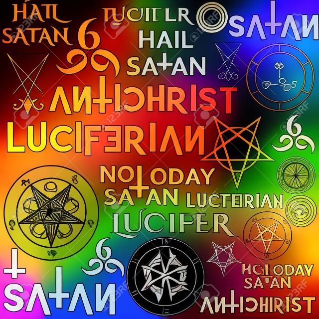 Wiccan symbols and sigils background