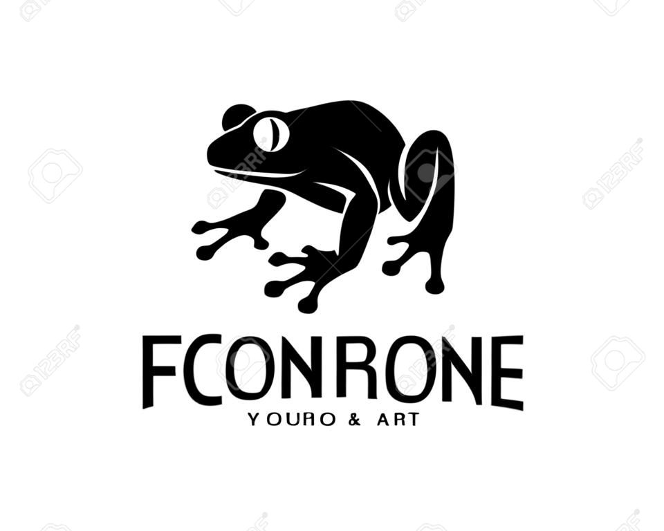ispirazione per il design del logo artistico della rana nera a piedi