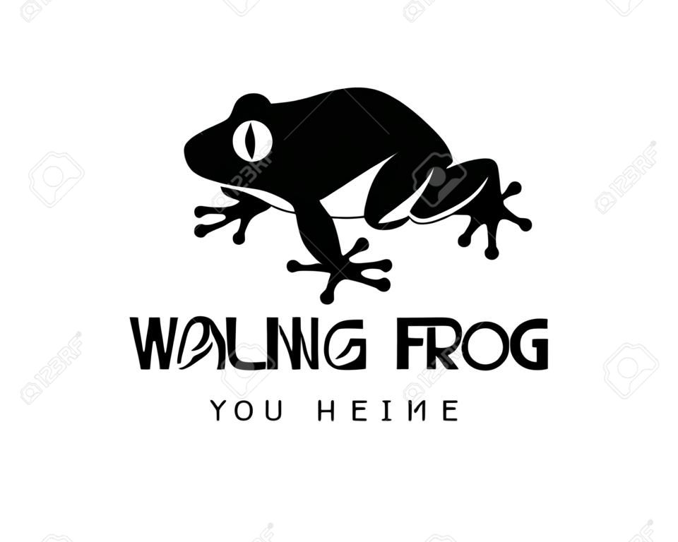 ispirazione per il design del logo artistico della rana nera a piedi