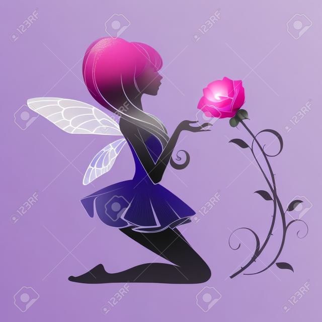 Fairy with flower isolated on a white background