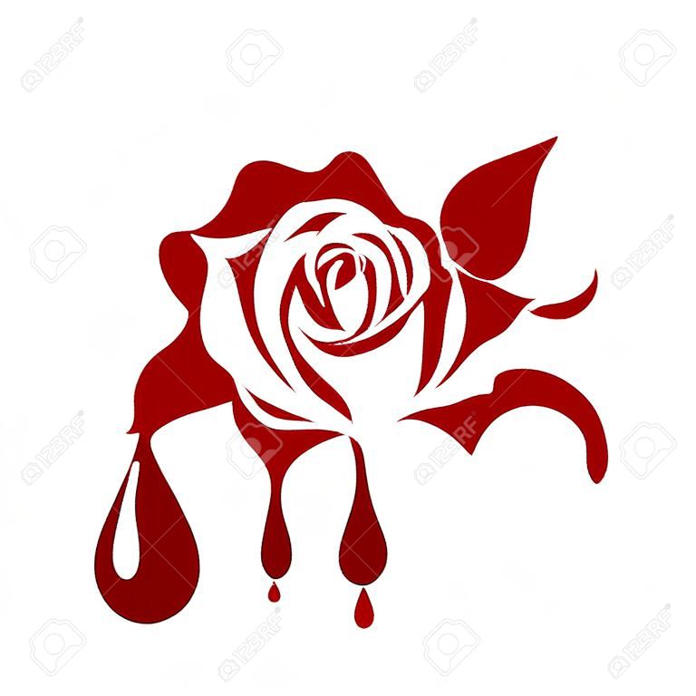 Abstrakcyjna róża z kroplą krwi