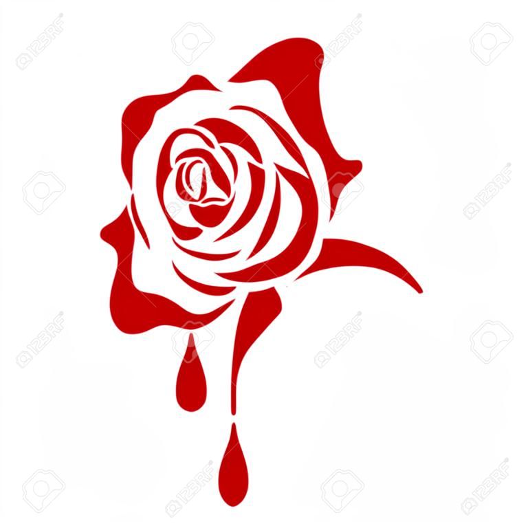 Abstract rose with a drop of blood