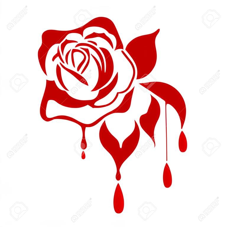 Abstrakcyjna róża z kroplą krwi