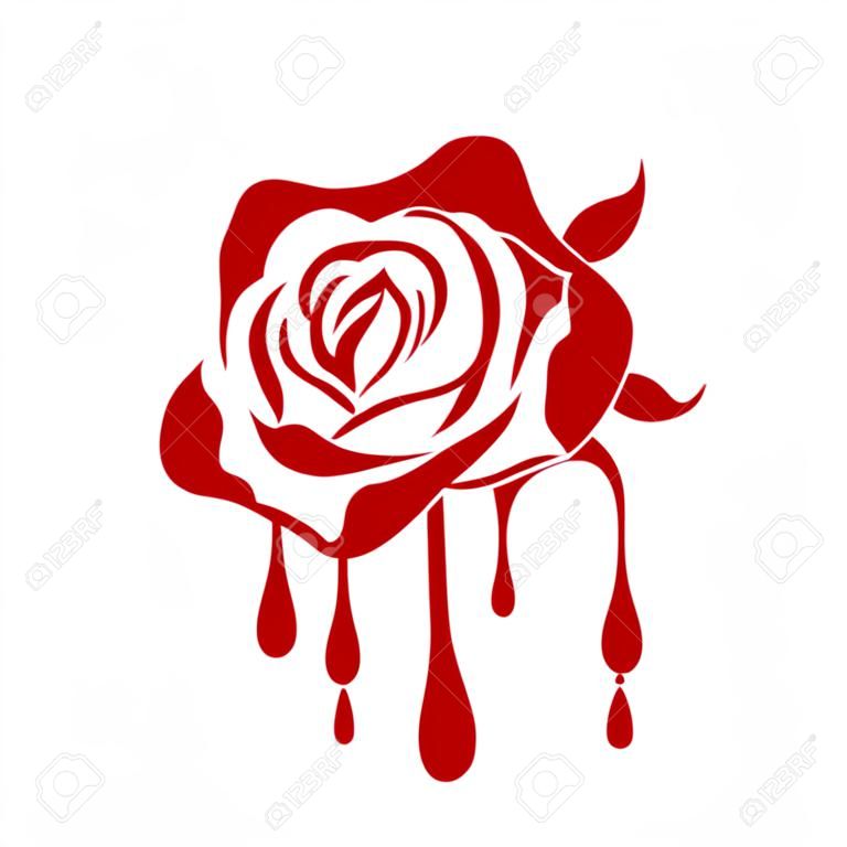 Abstract rose with a drop of blood