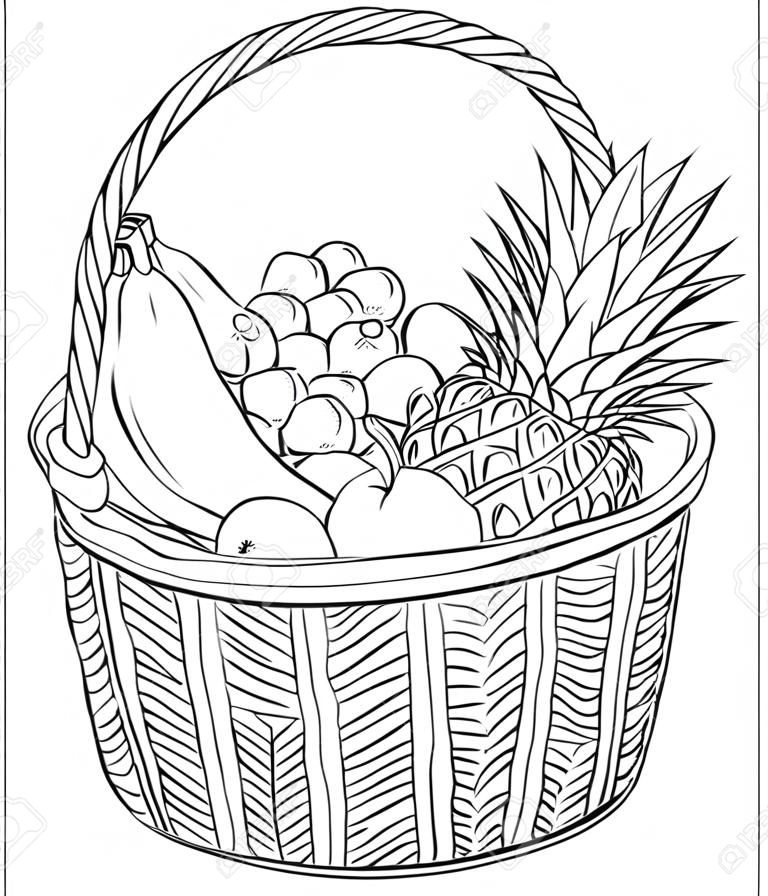 basket with different fruits 
