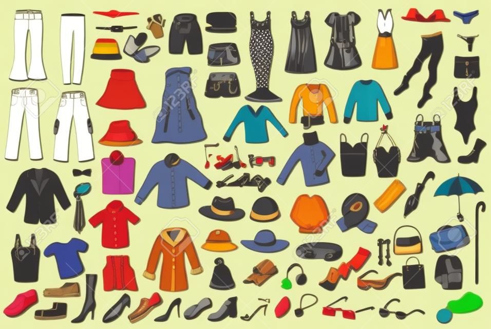 fashion and clothing color icons vector collection