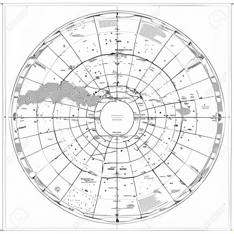 北半球高细节天空图，星和星座名称矢量图