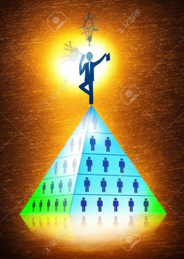Netwerk Marketing concept. Piramide als basis voor multi level marketing.
