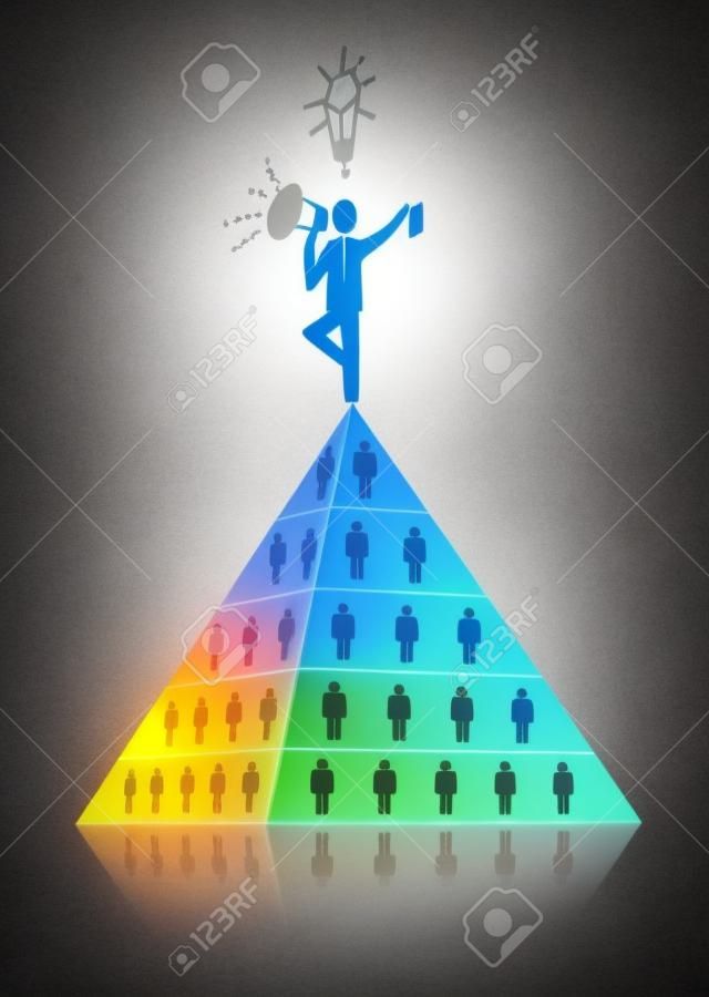Concetto di network marketing. Piramide come base di Multi Level Marketing.