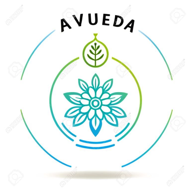 アーユルヴェーダ イラスト アイコン ヴァータ、ピッタ、カパ。アーユルヴェーダのボディタイプ。アーユルヴェーダのインフォ グラフィック。健康的なライフ スタイル。自然との調和。