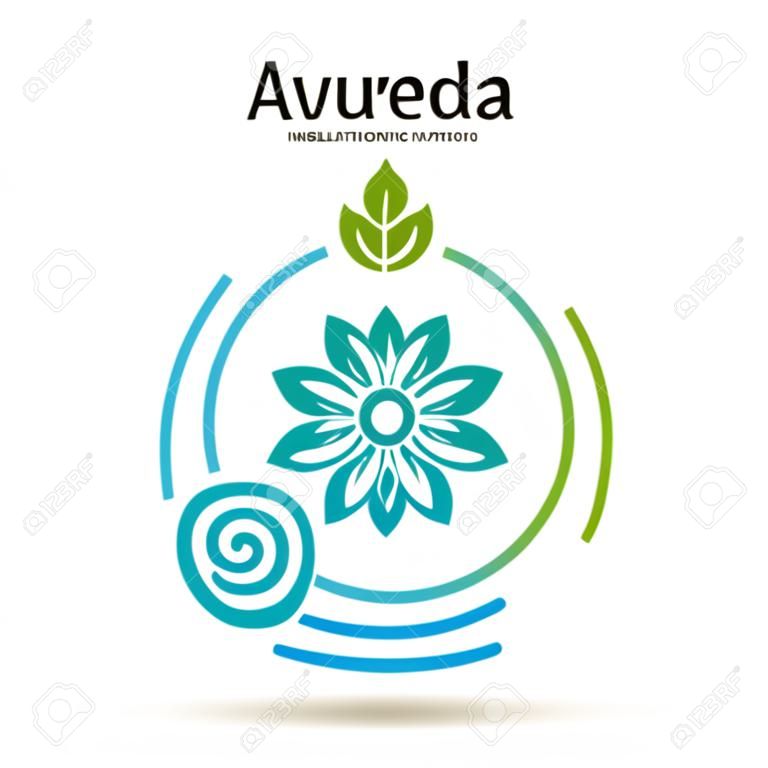 アーユルヴェーダ イラスト アイコン ヴァータ、ピッタ、カパ。アーユルヴェーダのボディタイプ。アーユルヴェーダのインフォ グラフィック。健康的なライフ スタイル。自然との調和。