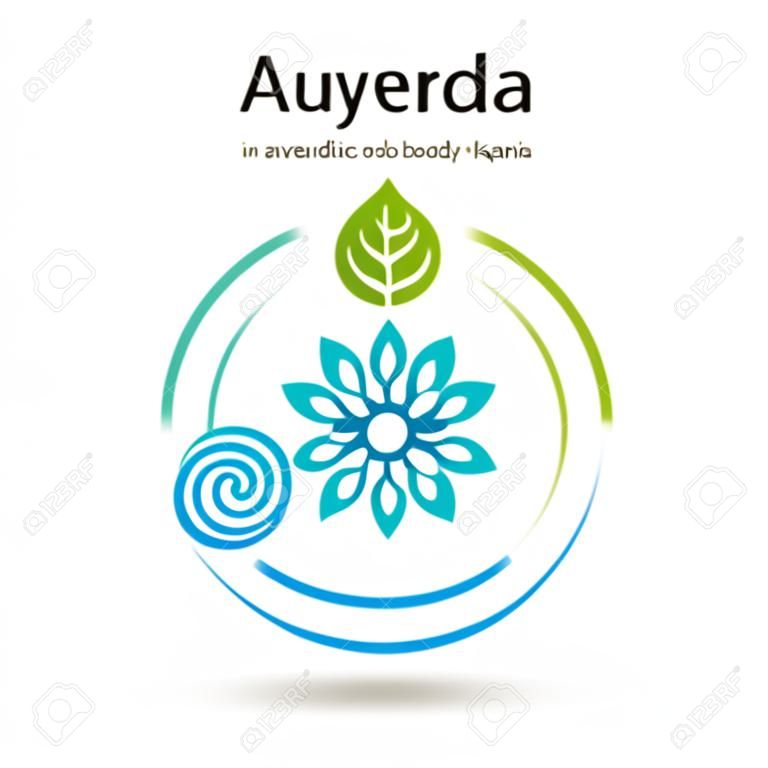 Ayurveda illustratie icoon vata, pitta, kapha. Ayurvedische body types. Ayurvedische infographic. Gezonde levensstijl. Harmonie met de natuur.