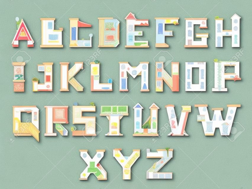 Illustration house letter alphabet. Larning the alphabet and literally in kindergarten. Letter isolated.