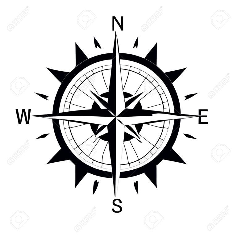 Isolierte Vektor-Kompass. Vector geo markieren Wind Rose. Rose Wind in gerader Linie Stil. Foto von Kompass für Columbus Day. Vector marine Windrose für die Reise, Navigationsdesign.