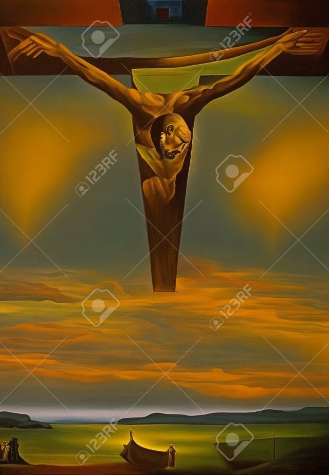 réplica de uno de la pintura de Salvador Dalí, El Cristo de San Juan de la Cruz, pintura al óleo