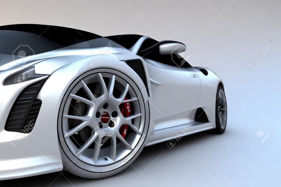 Спортивные модели автомобиля на белом фоне. 3d изображении