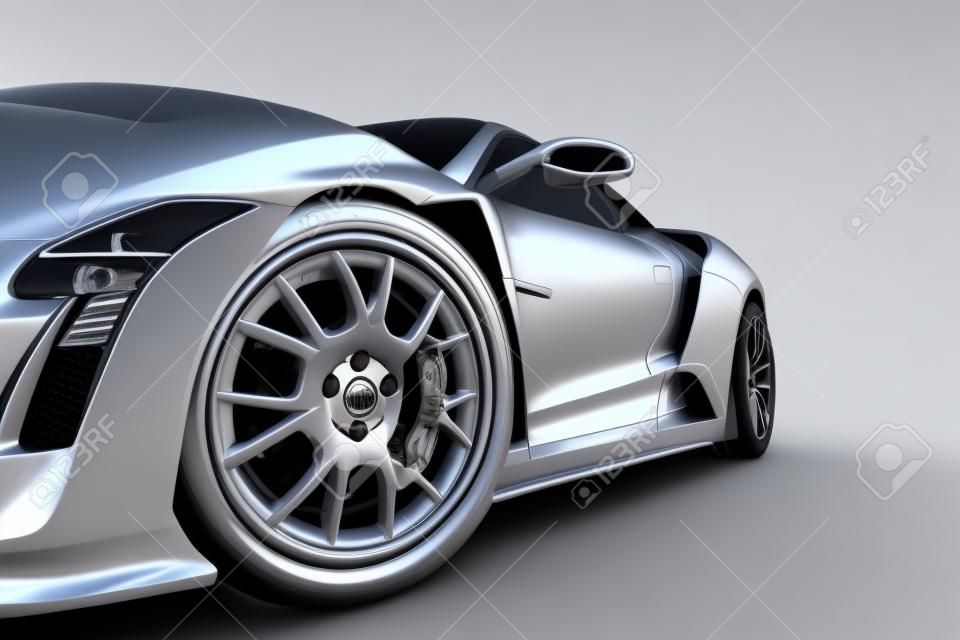 Sport car model on a white background. 3d rendered image