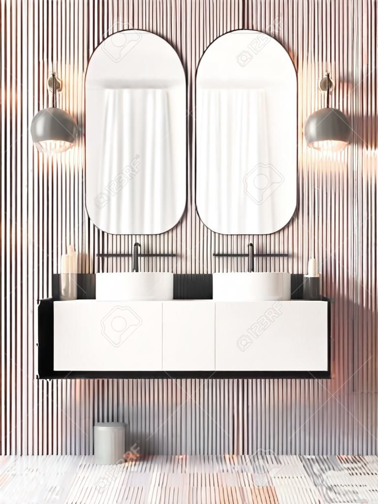 The interior of the bathroom is in Art Deco style. 3d illustration