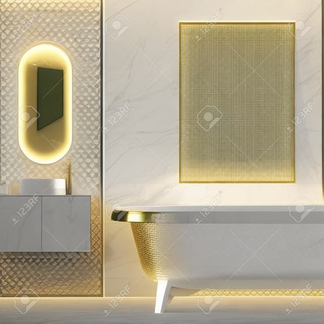 L'interno del bagno è in stile Art Deco. illustrazione 3d
